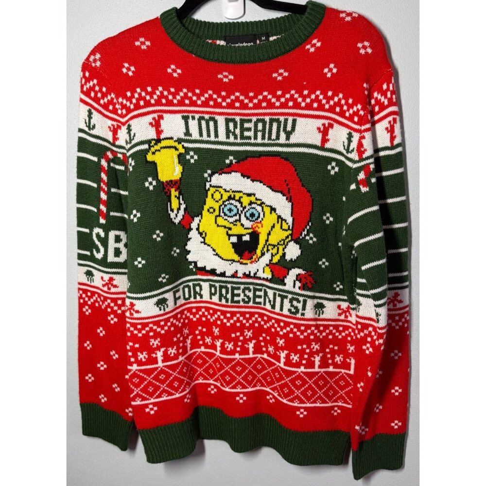 SpongeBob SquarePants "I'm Ready For Presents" Ugly Christmas Sweater Mens Mediu